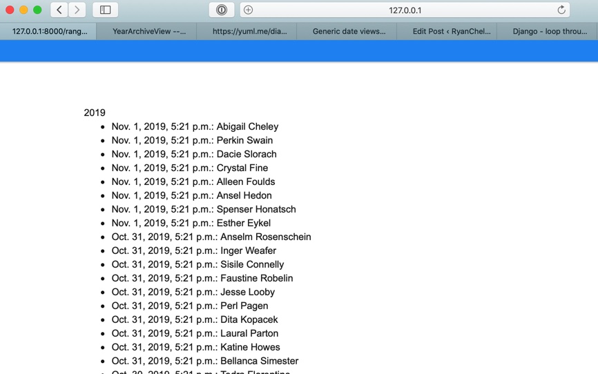 Rendered Archive Index View